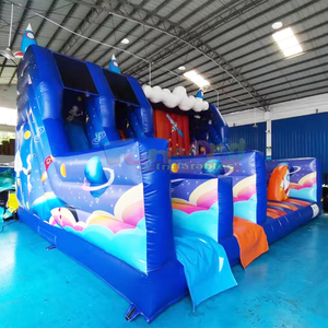 Giant outdoor events aire de jeux gonflable stunt jump with slide inflatable space <b>playground</b> - Product Image 2
