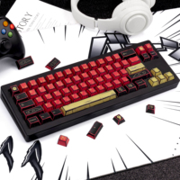 Capuchons de touches rouges style manga/samouraï, minimalistes, profil Cherry, en PBT par sublimation pour clavier mécanique 61/64/68 touches