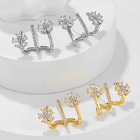 Anting Zirkon Retro ZUOLA Laris Manis Anti Luntur, Anting Kuningan Lapis Emas 18K Desain Kreatif Anting Bunga Mewah untuk Wanita