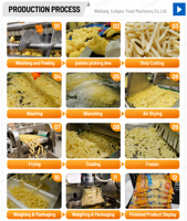 Peralatan Produksi Kentang Goreng Beku Siap Masak Industri 500kg/jam dengan Pemotong dan Manual Bahasa Inggris Bersertifikasi CE untuk Pabrik Snack