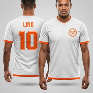 Nueva Camiseta de Fútbol Sublimada Unisex Blanca y Naranja con Cuello en V, Sin Mangas, de Malla Transpirable, que Absorbe la Humedad, 100% Poliéster, Personalizable - Product Image 1