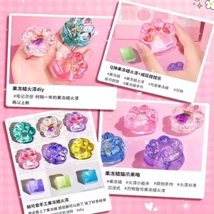 Jelly Wax DIY Craft <b>Kit</b> with Soft Plastic Cat Paw Mold Girls' Fun Squeezing <b>Resin</b> Toy - Product Image 3