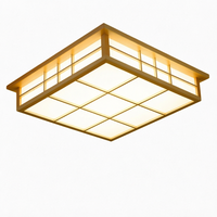 Plafonnier LED en bois massif et acrylique de style japonais - Design moderne, indice de protection IP55, interrupteur 220V pour