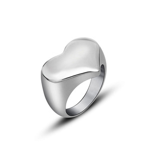Heart Shaped <b>Ring</b> <b>Silver</b> Stainless Steel For Men And Women Gift Jewelry - Product Image 5