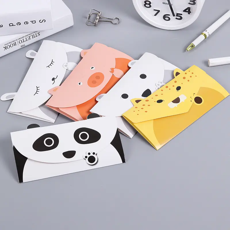 Random Color Cartoon Animal Envelope Message Thank Card Baby Birthday Party Invitation Greeting Holiday Universal Sheet