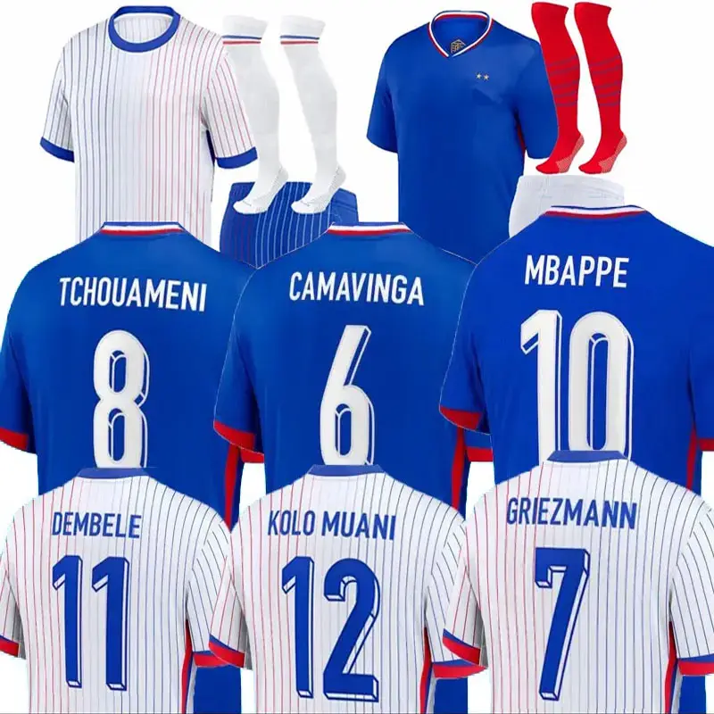 Camiseta de fútbol de club francés de calidad de Tailandia 2024 GIROUD MBAPPE GRIEZMANN EURO PAVARD KANTE niños Kit mujeres hombres camisetas de fútbol