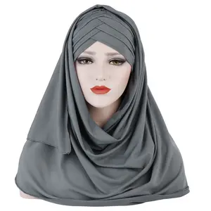 Foulard hijab pour femme musulmane, écharpe en jersey, taille plus, châtains islamiques, soild Modal, foulard, collection