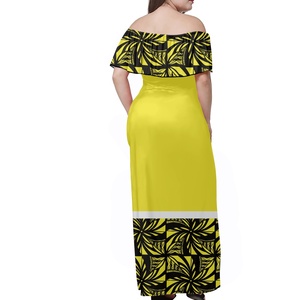Vestidos de talla grande para mujer, diseño de <span class=keywords><strong>arte</strong></span> Tribal polinesiano, Samoan y Fiyi, Floral, con volantes y hombros descubiertos, vestido de fiesta informal - Product Image 2