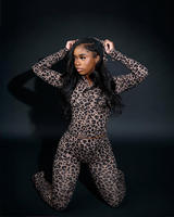 Leggings évasés respirants à taille haute imprimé léopard avec strass, ensembles de vêtements de sport personnalisés avec logo assorti, ensemble pour femmes, vêtements de sport