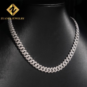 Dây chuyền kiểu Hip Hop thời trang, chất liệu bạc 925 Sterling, gắn đá Moissanite, kiểu dáng dây Cuban Link 10mm, đã qua kiểm định kim cương. - Product Image 5