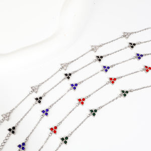 Olivia Trendy mavi kırmızı renkli zirkon bilezik paslanmaz çelik 18k altın kaplama moda erkekler kadınlar için su geçirmez bilezik - Product Image 4