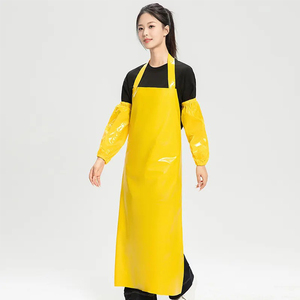 <strong>White</strong> Color Sleeveless Adult <strong>Apron</strong> Reusable Eco-Friendly Waterproof Oil-proof PVC Leather Waist Kitchen Canteen Meal Lined - Product Image 2