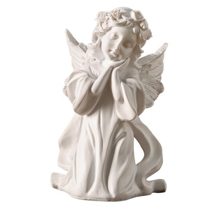 Statue d'ange en résine avec livre pour jardin, figurines d'ange en résine, figurine d'ange chérubin aux ailes en résine, vente en gros - Product Image 6