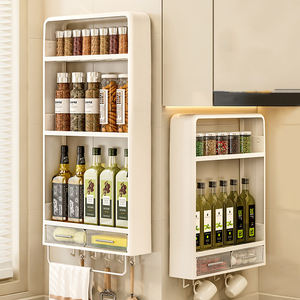 Estanterí<span class=keywords><strong>a</strong></span> de pared para cocina al por mayor, estante de almacenamiento doméstico sin perforaciones, caja de almacenamiento multifuncional para suministros de condimentos - Product Image 1