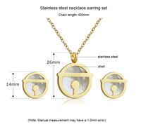 Ensemble de bijoux pour femmes, collier et boucles d'oreilles en acier inoxydable, coquille romantique, mignon, de haute qualité, léger, simple, cadeau