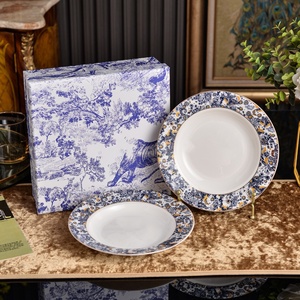 Assiette à soupe de la série Hortensia Di Family, style européen, mode et luxe léger, pour café et bureau, ensemble de thé - Product Image 4