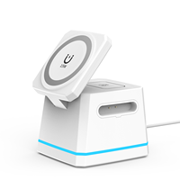 Chargeur magnétique 3-en-1 15W pour téléphone et montre avec écouteurs détachables, port Type-C, utilisation sur bureau