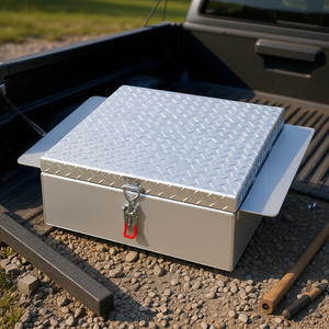Caja de Herramientas de Aluminio para Camioneta, 30.3 x 24 x 9 Pulgadas, Placa de Diamante, Caja de Almacenamiento Resistente, Organizador con Cierre de Pestillo, Modelo Plateado - Product Image 2