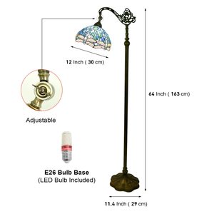 Lampe sur pied en vitrail, lampe d'angle réglable, lampe de lecture, lampe en vitrail bleu marine avec libellule, LED pour chambre à coucher - Product Image 5