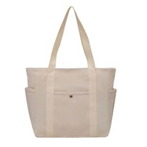 Sac fourre-tout en toile de coton écologique avec logo personnalisé, poignée, fermeture éclair, pour la plage et le shopping, recyclable et durable - Vente en gros - Product Image 6
