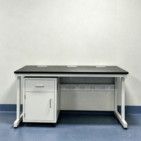 Mesa de Laboratorio de Acero Simple de Alta Calidad con Base Móvil, Estación de Trabajo Modular para Laboratorio con Superficie de Resina Fenólica