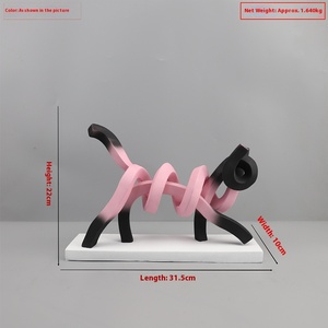 Ornement en résine amusant de chat moderne de style européen, lumière, ligne torsadée abstraite de luxe, déco abstraite écologique pour chambre d'enfant - Product Image 6