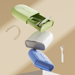 Estuche para Retenedores Dentales, Caja de Almacenamiento para Ortodoncia con Cepillo de Limpieza, Bandeja Dental Portátil en Colores Blanco, Azul y Verde - Product Image 1