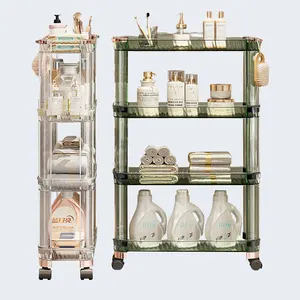 Green Transparent White 2 3 4 Tier Layer Corner Cabinet Cart Shelf Storage Holders Racks Bathroom Bedroom Grocery Sort Out