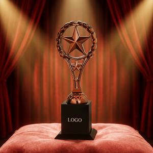 Trofeo de Estrella Dorada de Metal Fundido a Presión de Lujo, Grabado con Láser e Impresión UV, Artesanía Moderna para Escuelas y Organizaciones Corporativas - Product Image 1