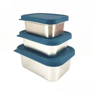 IKITCHEN Hot Sale korean Food Lunch Container Box Bento Boxes Stainless Steel Lunch Box for Kids With Silicone Lid