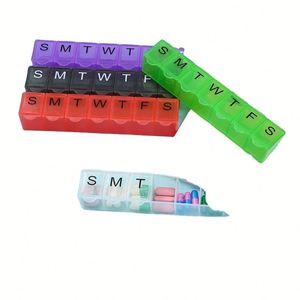 Jh Medibox Boîte à pilules portable en plastique transparente à sept compartiments pour comprimés et capsules, boîte à pilules de voyage pour 7 jours, fabriquée en Chine - Product Image 1