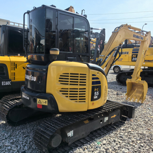 รถขุดขนาดเล็ก Komatsu PC55 PC55MR มือสอง น้ำหนัก 5.5 ตัน ได้รับการรับรองมาตรฐาน CE พร้อมบุ้งขุด เครื่องยนต์ เกียร์ ราคาถูก - Product Image 1