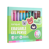 LANGUO Ensemble de stylos gel effaçables mignons pour animaux de compagnie, 12 couleurs, rétractables, à friction thermique, fournitures de papeterie pour le bureau et l'école