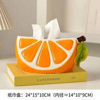Boîte à mouchoirs multifonctionnelle en céramique style américain, motif agrumes (citron/orange), pour salon, table basse, décoration
