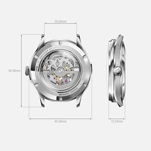 Logo personnalisé OEM 40mm, montre automatique squelette classique pour homme, alimentée par le <span class=keywords><strong>mouvement</strong></span> <span class=keywords><strong>Miyota</strong></span> <span class=keywords><strong>82S7</strong></span> - Product Image 6