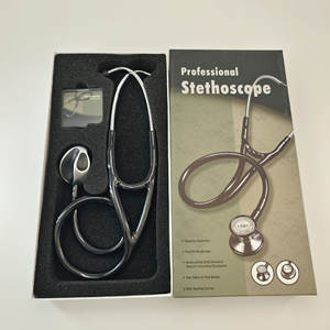 Stéthoscope professionnel Kt 133, tête argentée noire, acier inoxydable, dispositif médical manuel, certifié CE, origine Wenzhou - Product Image 1