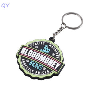 Porte-clés en caoutchouc personnalisé QY, souvenir publicitaire, imprimé avec un slogan personnalisé, logo graphique, porte-clés en PVC - Product Image 5