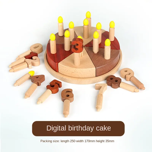 Produits pour bébé Montessori personnalisés, couleur bois naturel, ensemble de bougies et gâteaux d'anniversaire, jouets en bois pour enfants, cadeau éducatif - Product Image 2
