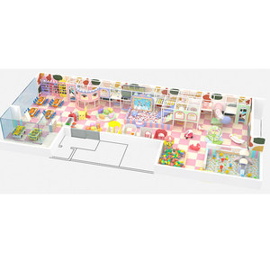 Morandi Indoor Children Playground Steel pink with Roller <b>Slide</b> Spiral <b>Slide</b> Ball <b>Pool</b> Mini Town 212SQM School Use - Product Image 2