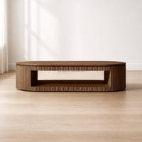 Table basse moderne de luxe pour salon, en bois de chêne massif, de forme ovale