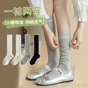 Women Slouch <b>Socks</b> Mid Calf Breathable Solid Color <b>Polyester</b> Fiber Casual Style Youth Size - Product Image 3