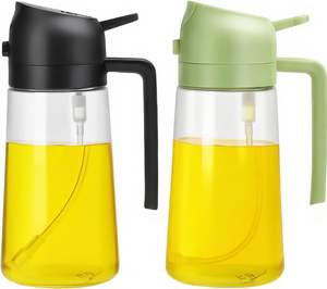 Bouteille pulvérisateur d'huile d'olive 2 en 1 de 470 ml, bouteille pulvérisateur d'huile en verre de qualité supérieure, pulvérisateur d'huile pour la cuisine - Product Image 1