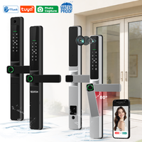 Serrure de porte intelligente numérique biométrique à double empreinte digitale avec caméra, étanche, à cadre fin, Tuya TTLock