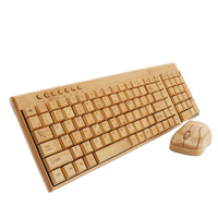 Clavier et souris multimédia sans fil USB en bois de bambou, ensemble cadeau, combo clavier et souris