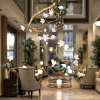 Lustre à fleurs de magnolia tout cuivre Style rétro Wabi-Sabi pour hôtels Nouvel éclairage chinois pour salon salle à manger