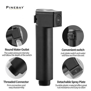 PINEBAY пластиковый высокого давления от производителя мусульманский Душ Туалет черный ручной Биде Распылитель Shattaf набор с ПВХ шлангом - Product Image 5