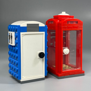 Bloques de Construcción Pequeños Moc, Juguete de Bloques de Construcción, Baño Público Móvil, Cabina Telefónica Roja, Instalaciones Públicas Urbanas DIY - Product Image 1