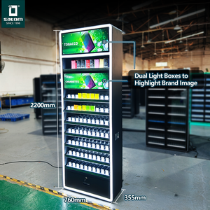 Présentoir à tabac sans fumée grande taille en métal avec double boîte lumineuse pour magasins de tabac et stations-service - Product Image 2