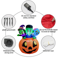 Seau à citrouilles gonflable d'Halloween de 1,5 m, décoration d'horreur extérieure Frankenstein Sorcière Zombie 21173A-1