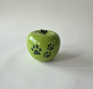 Seramik Elma Şeklinde Evcil Hayvan Külleri İçin Dekoratif Anıt Urn, Köpekler ve Kediler İçin Pati İzi Hatıra Urn, Evde Sergileme İçin - Product Image 6